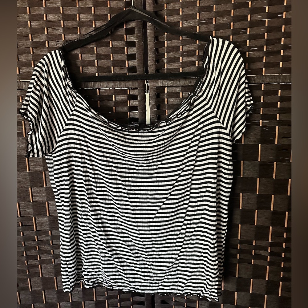 Black and white striped crop top